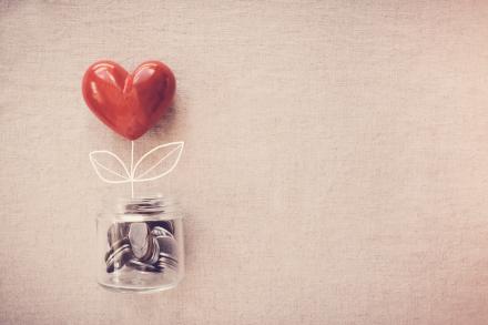 heart and a jar of money
