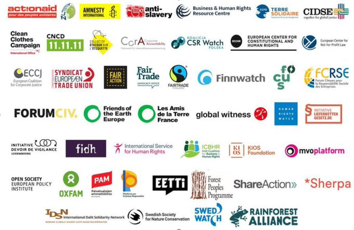 banner of all the logos of organisations signing the open letter on Sustainable Corporate Governance initiative