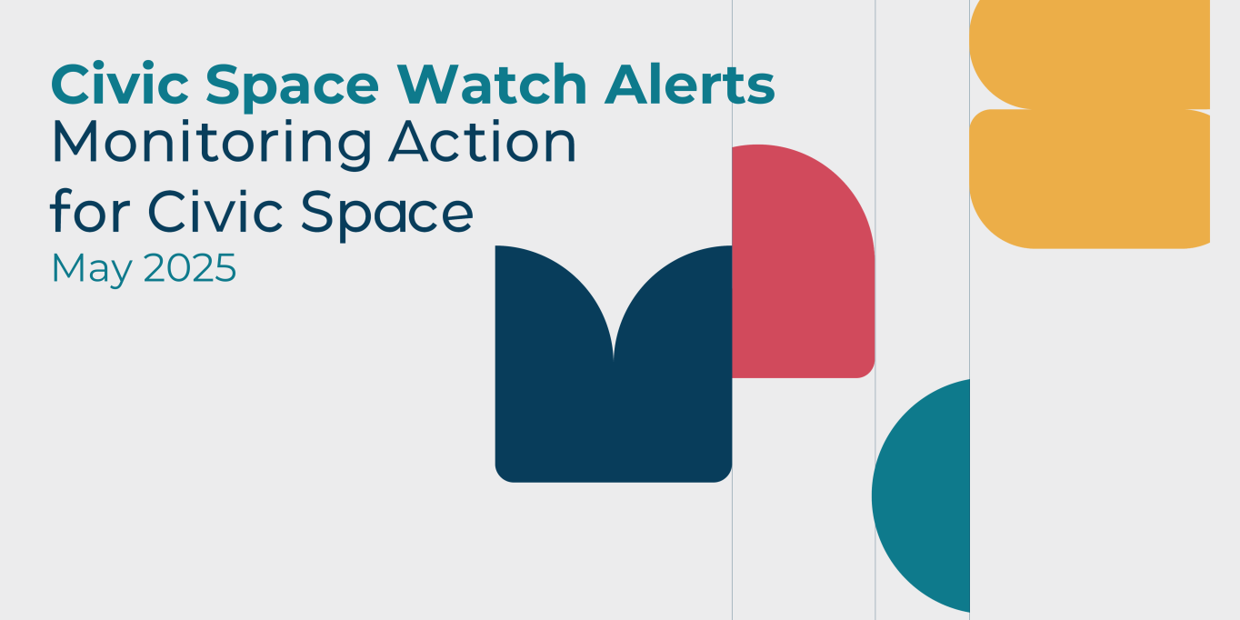 Civic Space Watch Alerts Monitoring Action for Civic Space, Logo consisting of the letters. May 2025