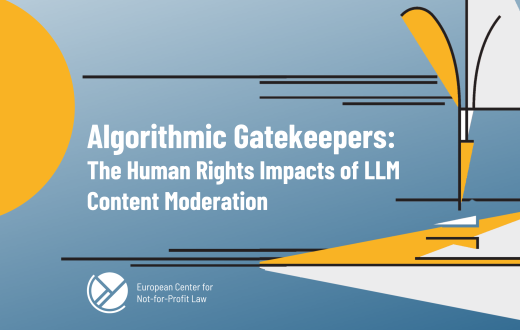 Algorithmic gatekeepers cover image with publication title and ECNL logo below it and yellow geometric shapes