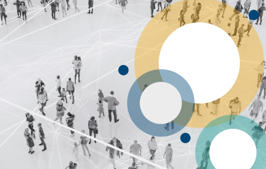 colourful circles against the backdrop of a crowd