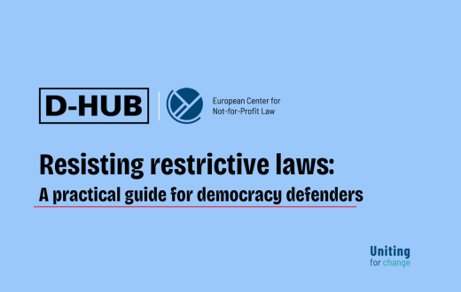 DHUB ECNL logos, Resisting restrictive laws: A practical guide for democracy defenders